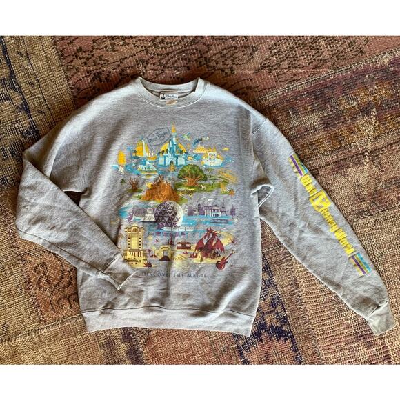 Disney Walt Disney World Grey Crew Neck Graphic Sweatshirt SIZE SMALL - Picture 1 of 3